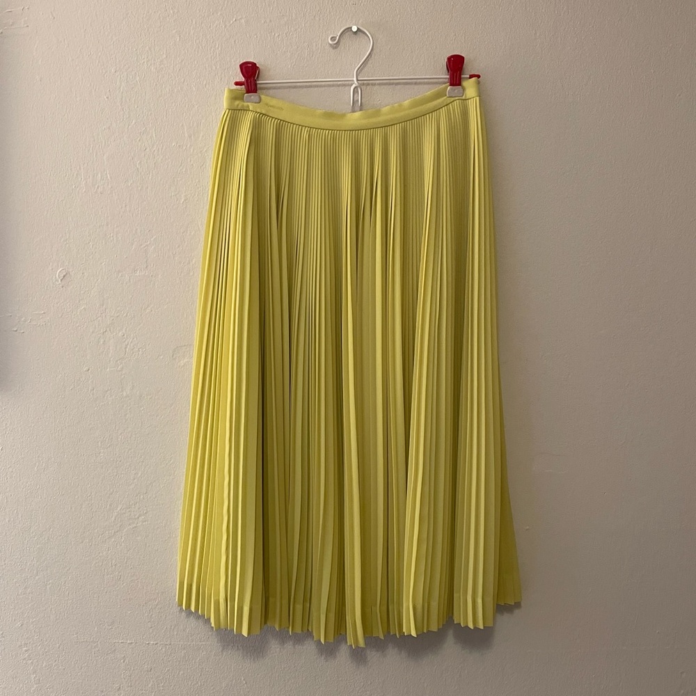 Bright JCrew Pleated Skirt - Chartreuse - Size 0